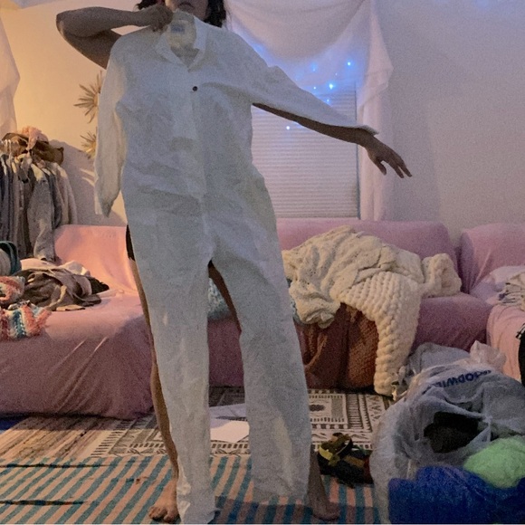 Vintage Grace Lee X Tall Medium Lightweight Jumpsuit Coverall Romper Linen Style - Picture 4 of 14